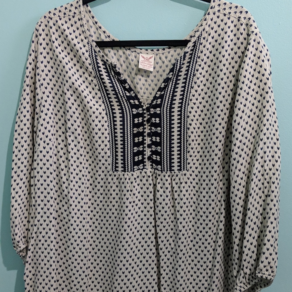 Peasant Style Cotton Tunic Black and cream Sz. 4x